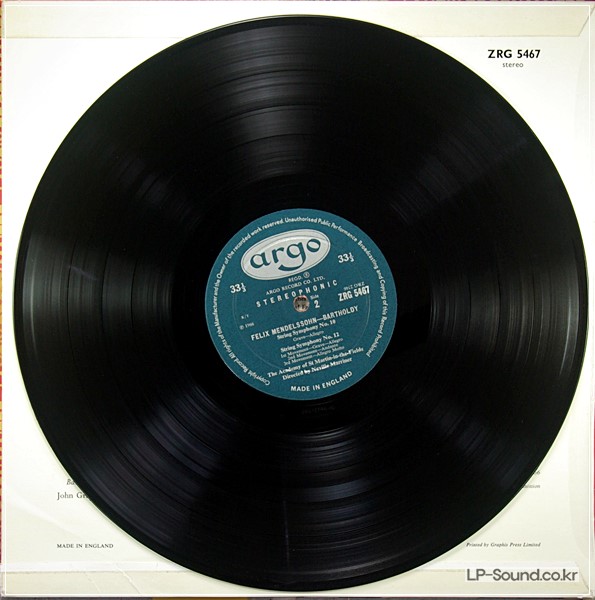 MENDELSSOHN: STRING SYMPHONIES - MARRINER **ARGO OVAL ZRG 5467 ED1