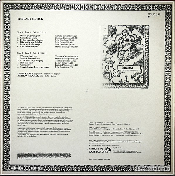 EMMA KIRKBY / ANTHONY ROOLEY - THE LADY MUSICK  DSLO 559