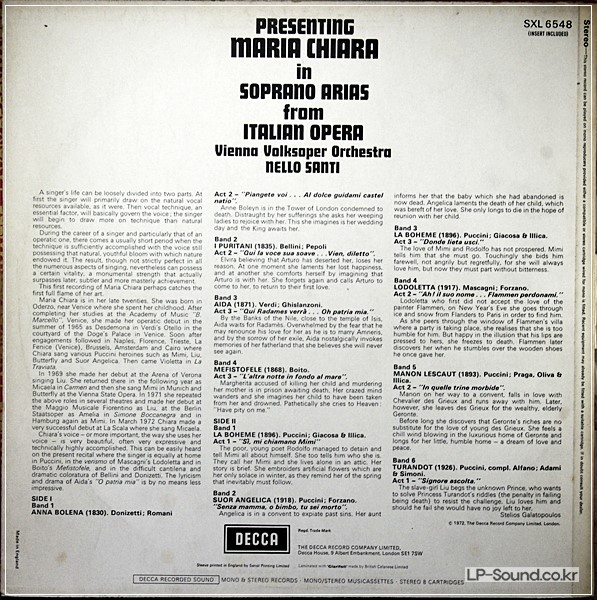 MARIA CHIARA SOPRANO ORIG DECCA NB SXL 6548 UK-72