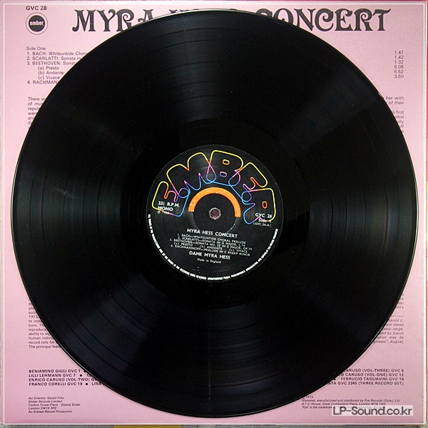 MYRA HESS CONCERT  EMBER GVC 28