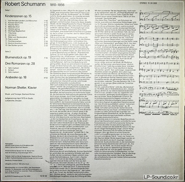 SCHUMANN / NORMAN SHETLER KINDERSZENEN / BLUMENSTüCK / DREI ROMANZEN / ARABE