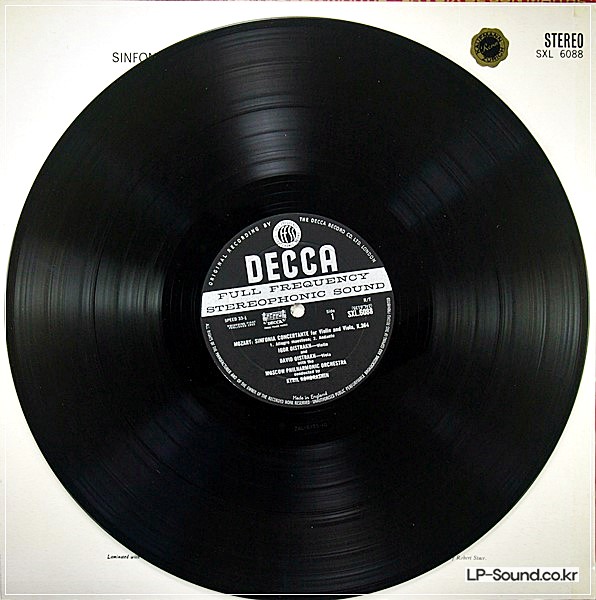 MOZART SINFONIA CONCERTANTE /DUO*DAVID /IGOR OISTRAKH SXL 6088