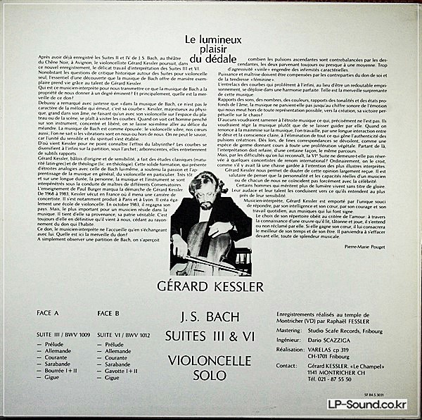 GERARD KESSLER LP BACH CELLO SUITE 3 & 6 RARE SWISS