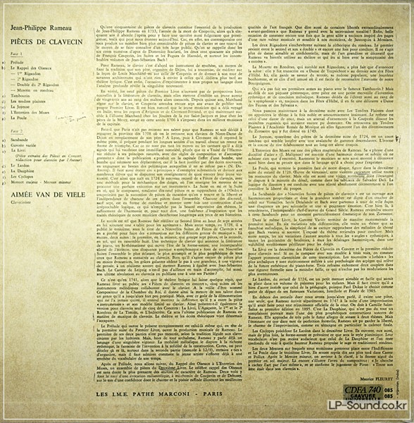 RAMEAU/AIMEE VAN DE WIELE PIECES POUR CLAVECIN FRENCH LP DISCOPHILES