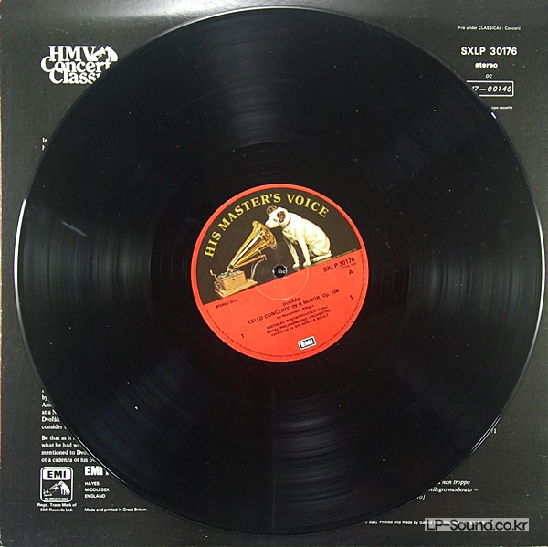 DVORAK CELLO CONCERTO ROSTROPOVITCH BOULT HMV CONCERT  SXLP 30176