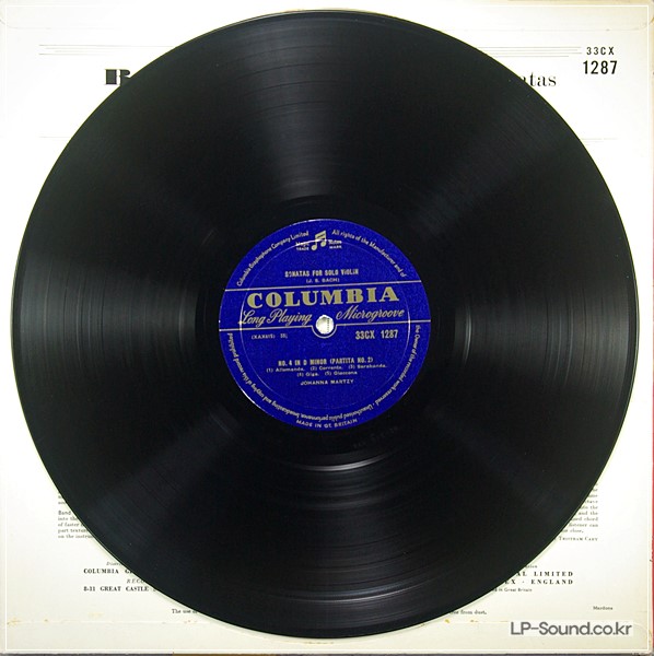 J.S.BACH THE UNACCOMPANIED VIOLIN SONATAS JOHANNA MARTZY, 33CX 1287