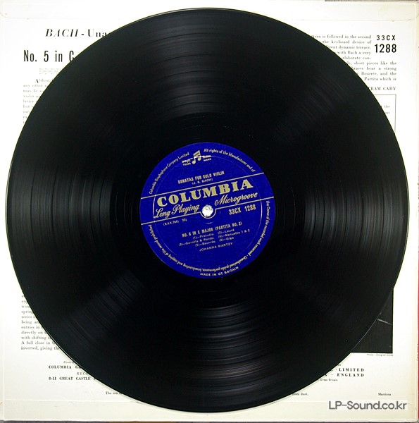 J.S.BACH THE UNACCOMPANIED VIOLIN SONATAS JOHANNA MARTZY, 33CX 1288