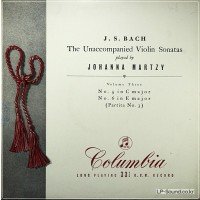 J.S.BACH THE UNACCOMPANIED VIOLIN SONATAS JOHANNA MARTZY, 33CX 1288