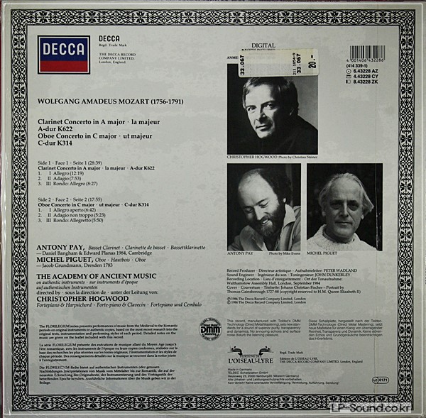 MOZART CLARINET/OBOE CONCERTOS L'OISEAU-LYRE 414 339-1