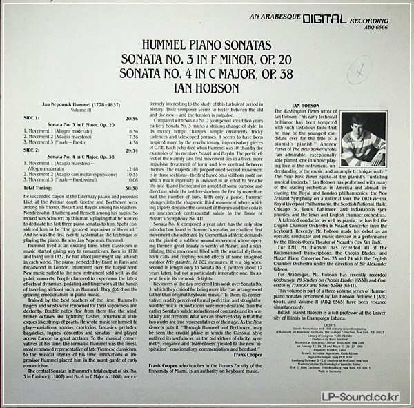 HUMMEL PIANO SONATA IAN HOBSON  DIGITAL AN ARABEQUE DIGITAL ABQ 6566