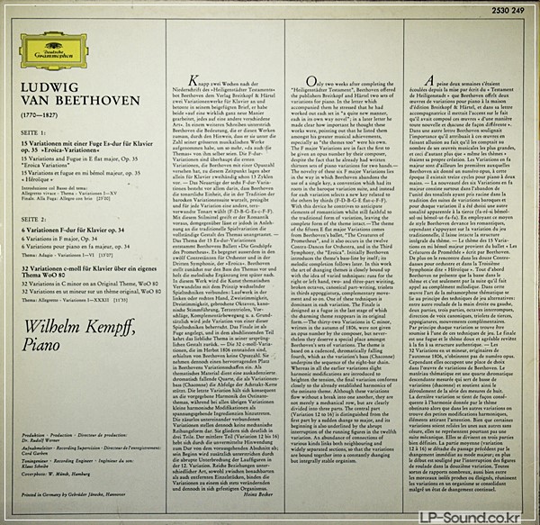 BEETHOVEN VARIATIONS  WILHELM KEMPFF DG 2530 249