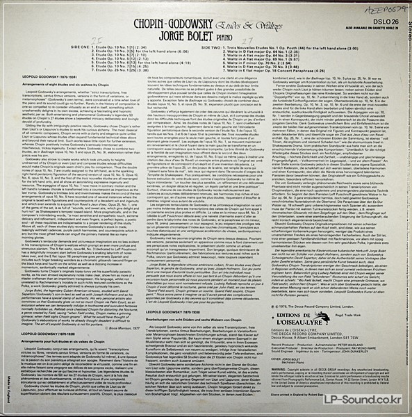 JORGE BOLET CHOPIN GODOWSKY ETUDES & WALTZES L'OISEAU-LYREDSLO 26