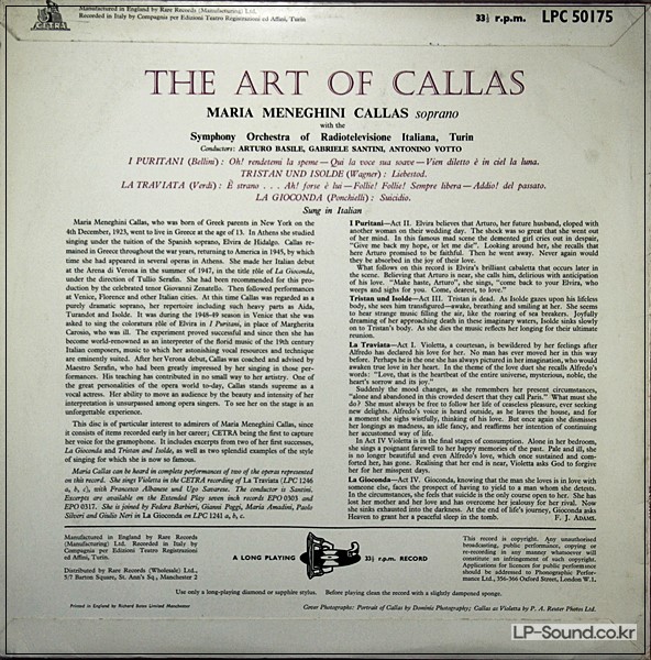 THE ART OF MARIA CALLAS TRISTAN PURITANI TRAVIATA ETC CETRA