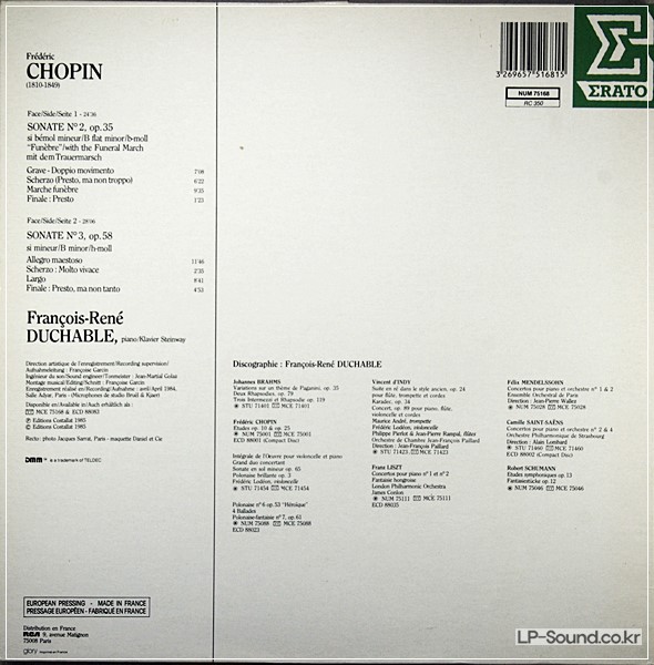 FRANCOIS-RENE DUCHABLE CHOPIN SONATES NOS 2 3 ERATO