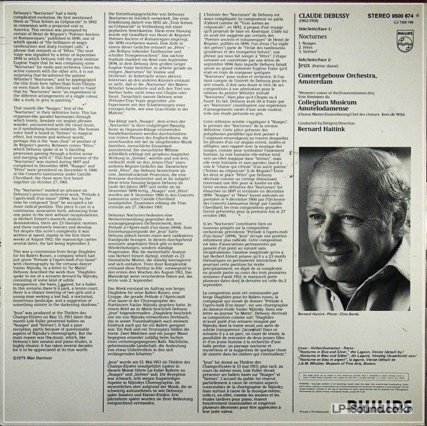BERNARD HAITINK LP DEBUSSY TROIS NOCTURNES JEUX PHILIPS STEREO 9500 674