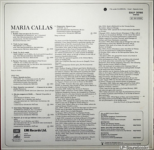 MARIA CALLAS OPERATIC ARIAS HMV CONCERT   SXLP 30166