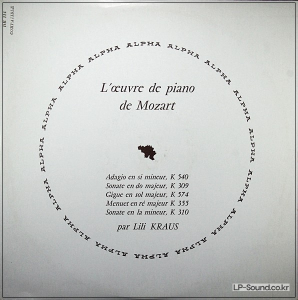 MOZART PIANO SONATAS LILI KRAUS  DISCOPHILES FRANCAIS DB 114