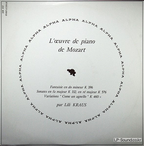 MOZART PIANO SONATAS LILI KRAUS  DISCOPHILES FRANCAIS DB 112