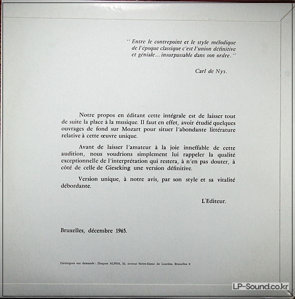 MOZART PIANO SONATAS LILI KRAUS  DISCOPHILES FRANCAIS DB 112