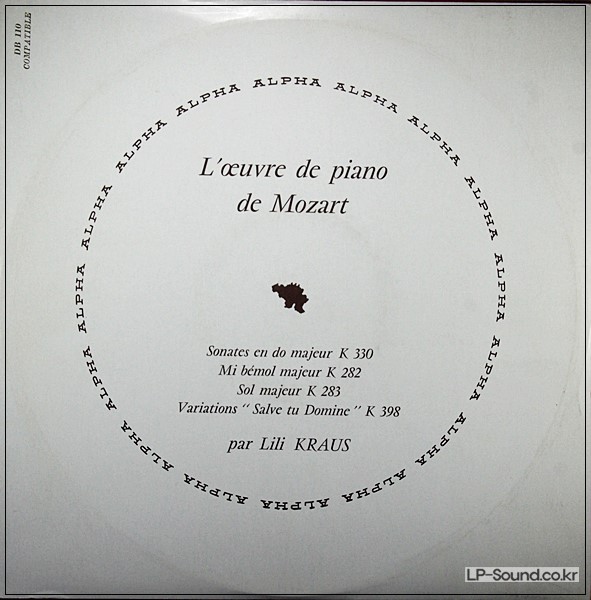 MOZART PIANO SONATAS LILI KRAUS  DISCOPHILES FRANCAIS DB 110