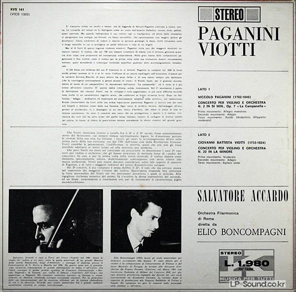 SALVATORE ACCARDO PAGANINI VIOTTI VIOLIN ORIGINAL ITALY STEREO RCA KVS 141