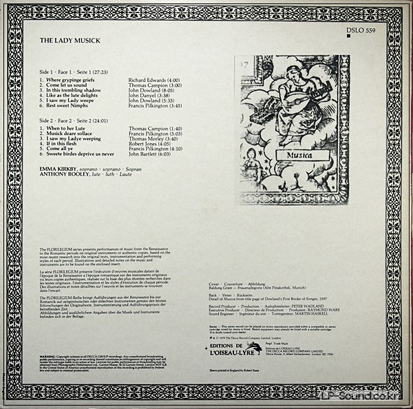 EMMA KIRKBY / ANTHONY ROOLEY - THE LADY MUSICK  DSLO 559