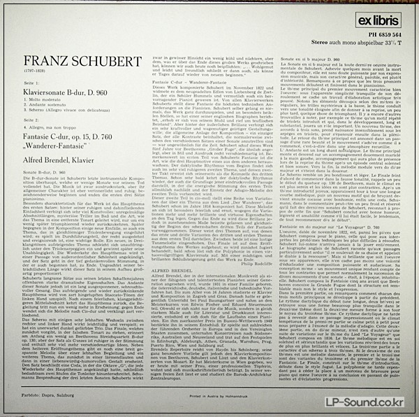 SCHUBERT SONATA D 960 WANDERER FANTASIE *BRENDEL  PH 6858 564