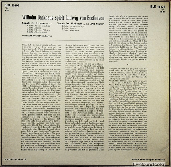 BEETHOVEN PIANO SONATA NO.3 NO.17 BLK 16 105