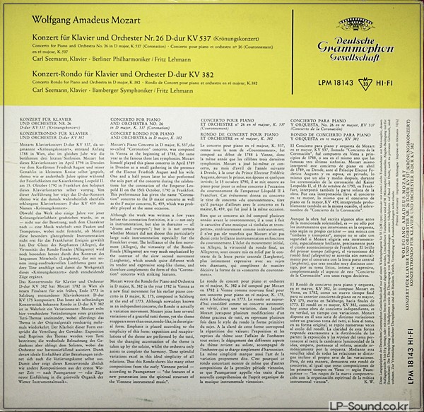 MOZART CONCERTO NO.26 KV 382 CARL SEEMANN LPM 18143
