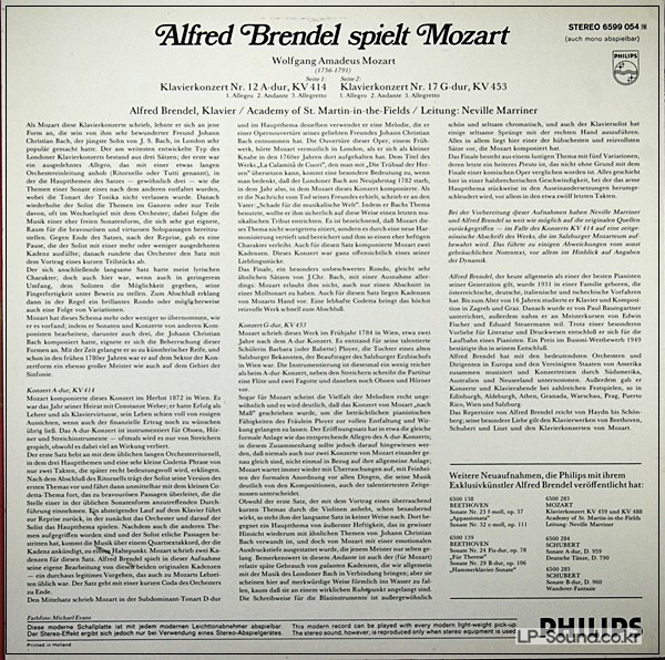 MOZART - Piano Concertos Nos 12 & 17 BRENDEL  PHILPS 6599 054