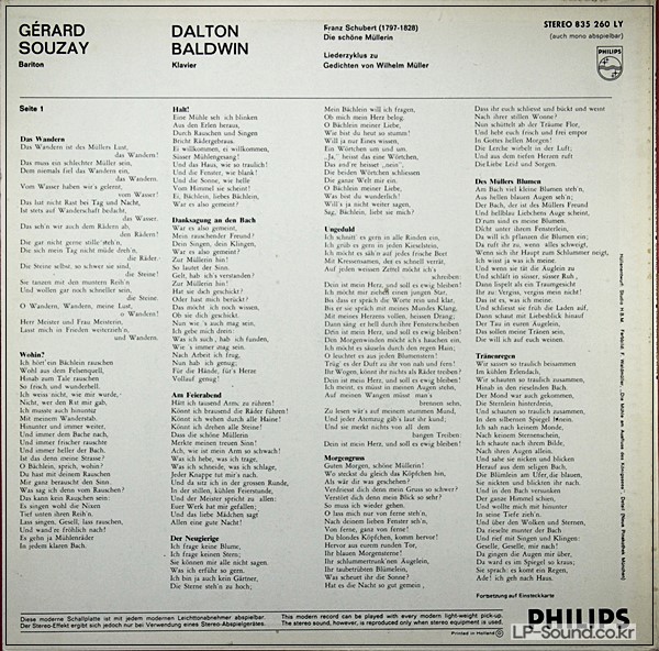 SCHUBERT: DIE SCHöNE MüLLERIN - SOUZAY/BALDWIN (PHILIPS 835 260 LY