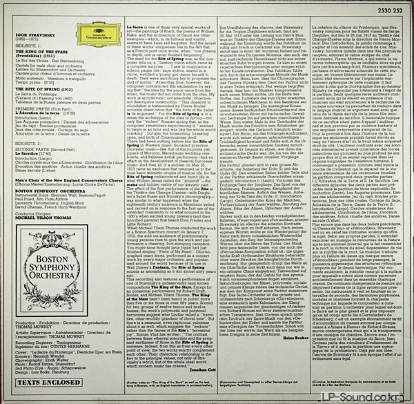 STRAVINSKY: RITE OF SPRING, MICHAEL TILSON THOMAS DG 2530-252