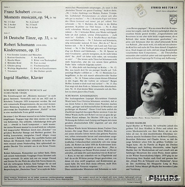SCHUBERT - MOMENTS MUSICAUX / 16 DEUTSCHE TANZE / KINDERSZENEN 802 738 LY