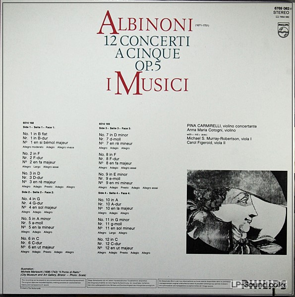 ALBINONI 12 CONCERTI A CINQUE OP.5 / I MUSICI  6769 082  2LP