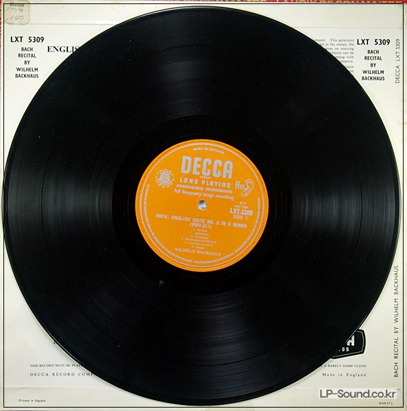 BACKHAUS/ BACH: ENGLISH SUITE NO.6 - FRENCH SUITE NO.5/  DECCA LXT 5309