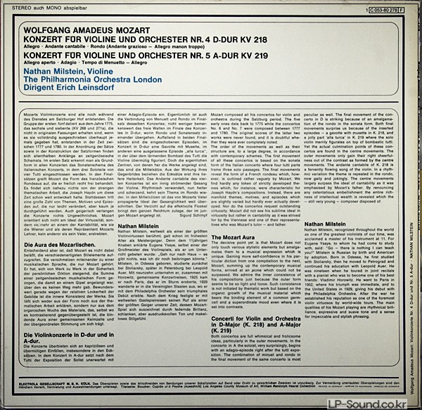 MOZART VIOLIN CONCERTOS NO. 4 & 5   MILSTEIN  EMI