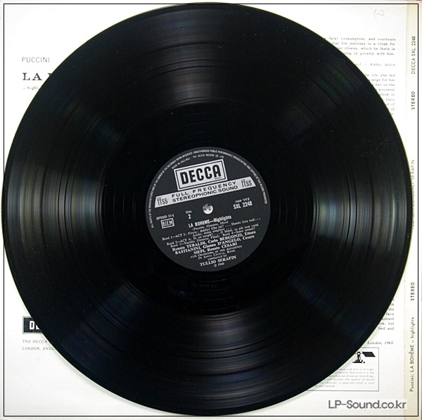 PUCCINI LA BOHEME (HIGHLIGHTS) TEBALDI, BERGONZI SERAFIN  SXL 2248