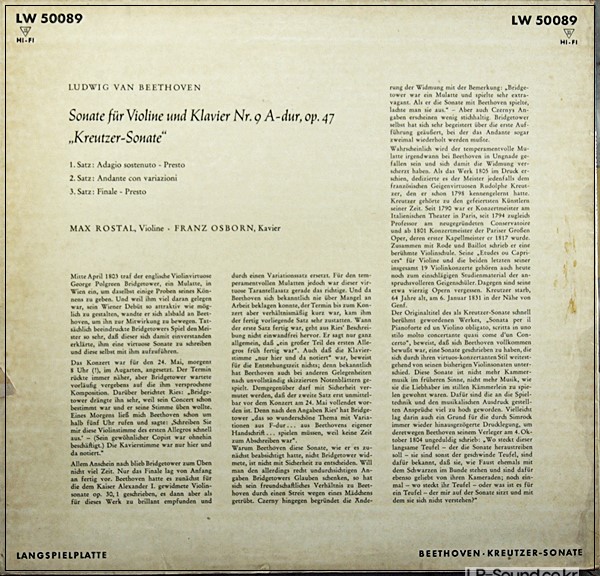 BEETHOVEN SONATE, OSBORN, MAX ROSTAL DECCA LW 50089