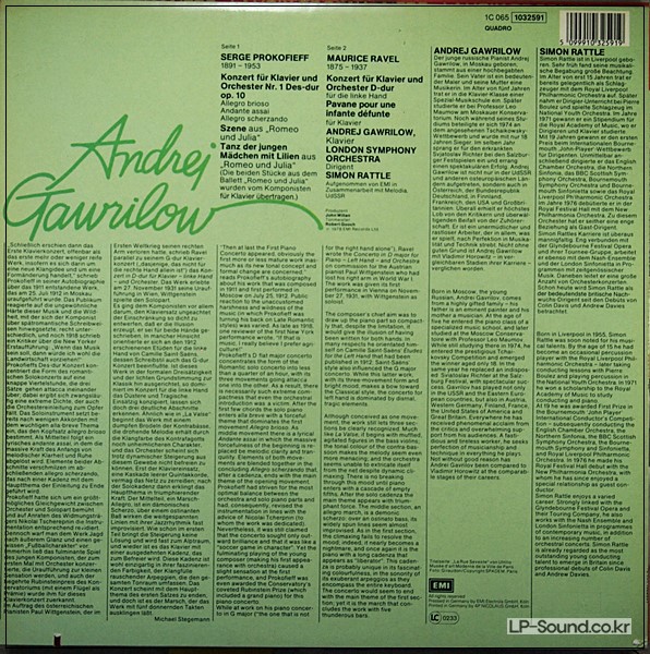 PROKOFIEV PIANO CONCERTO NO.1 RAVEL LEFT HAND ANDREI GAVRILOV ASD 3571