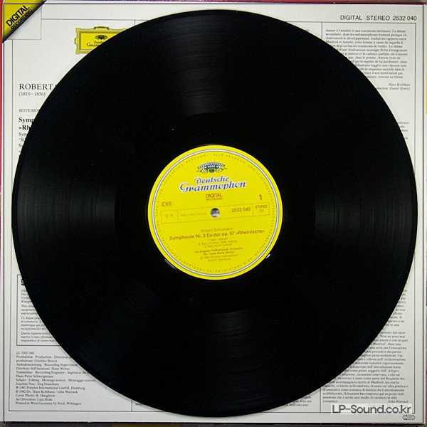 SCHUMANN SYMPHONY NO.3 - RHENISH, MANFRED OVERTURE LP GIULINI LAPO DG 2532 040