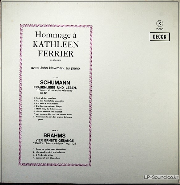 HOMMAGE à KATHLEEN FERRIER  DECCA FRANCE 7.006