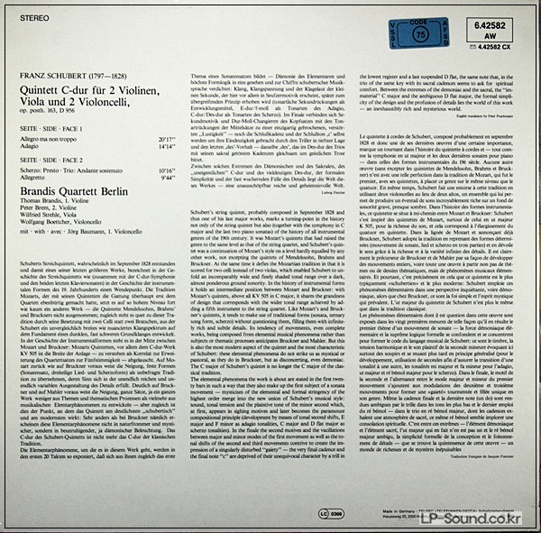 SCHUBERT STREICHQUINTETT BRANDIS QUARTETT/JÖRG BAUMANN 6.42582 AW