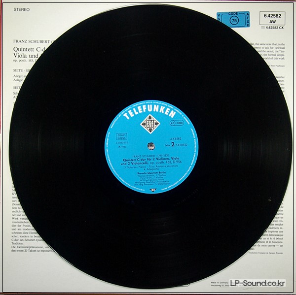 SCHUBERT STREICHQUINTETT BRANDIS QUARTETT/JÖRG BAUMANN 6.42582 AW