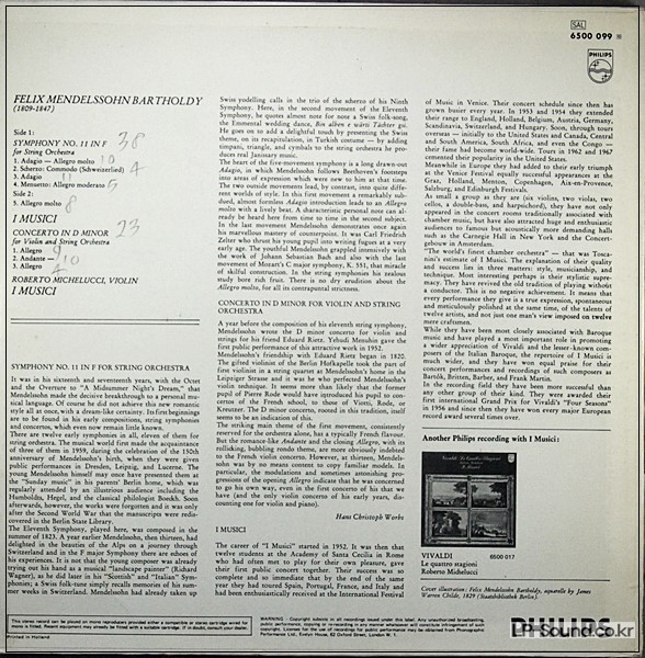 MENDELSSOHN VIOLIN CONCERTO, SYMPHONY NO. 11 - ROBERTO MICHELUCCI, I