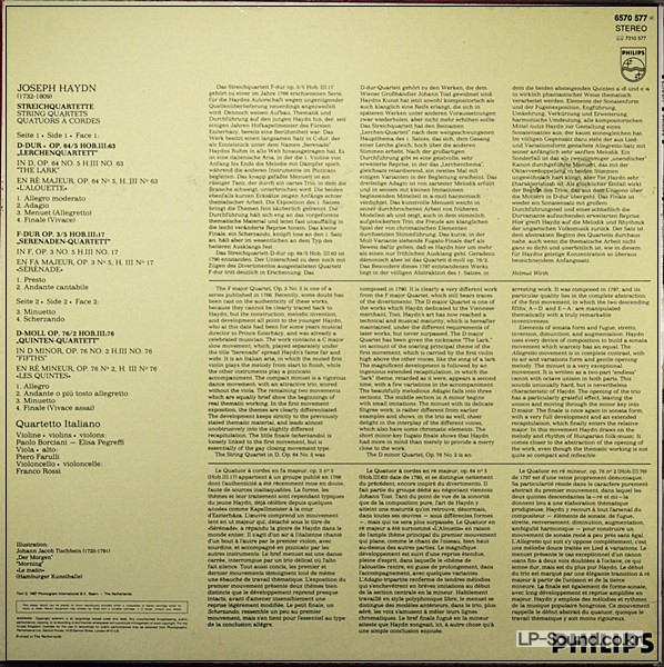 JOSEPH HAYDN / QUARTETTO ITALIANO STREICHQUARTETTE OP. 76,2 OP. 3,5 OP. 64,5