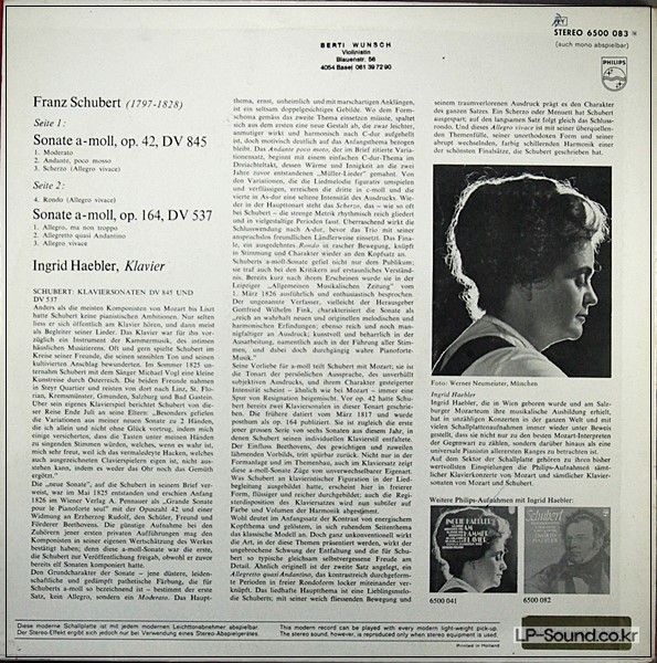 SCHUBERT PIANO SONATAS HAEBLER  PHILIPS 6500 083