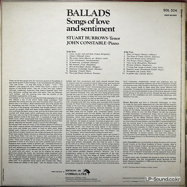 STUART BURROWS - BALLADS - SONGS OF LOVE & SENTIMENT  SOL 324