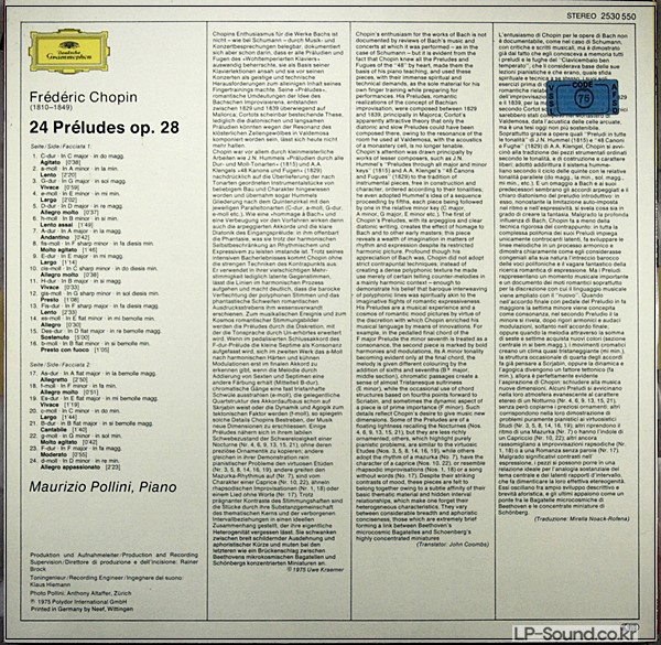 CHOPIN - 24 PRELUDES - MAURIZIO POLLINI, PIANO   2530 550