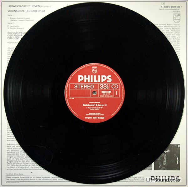 BEETHOVEN VIOLIN CONCERTO  SALVATORE ACCARDO/KURT MASUR  PHILIPS 9500 407