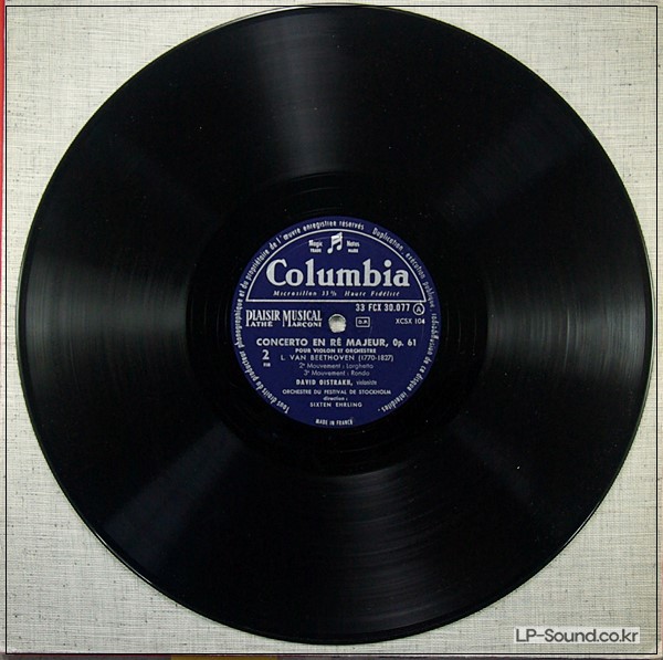 BEETHOVEN VIOLIN CONCERTO  DAVID OISTRAKH & EHRLING  FCX 30077